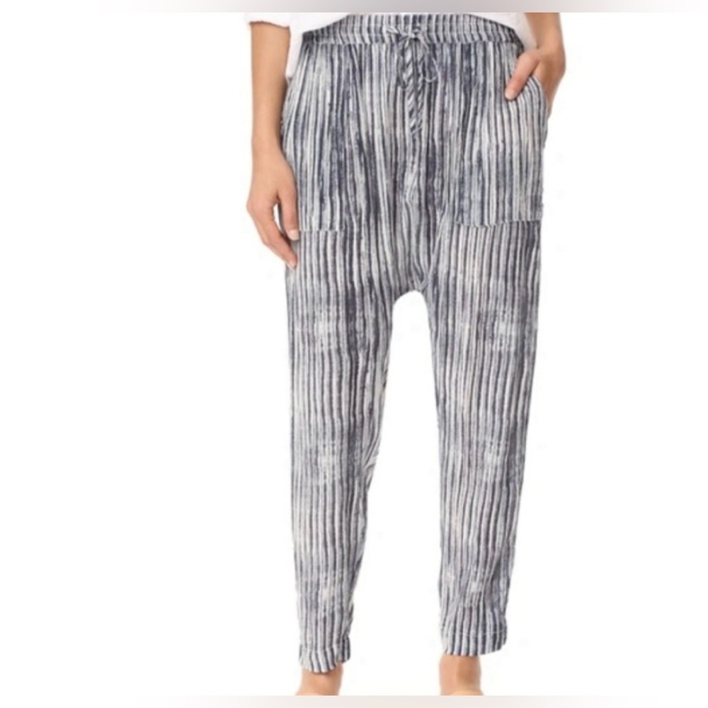 Free People Striped Harem Pants S Boho Baggy Elastic Waist Lightweight
